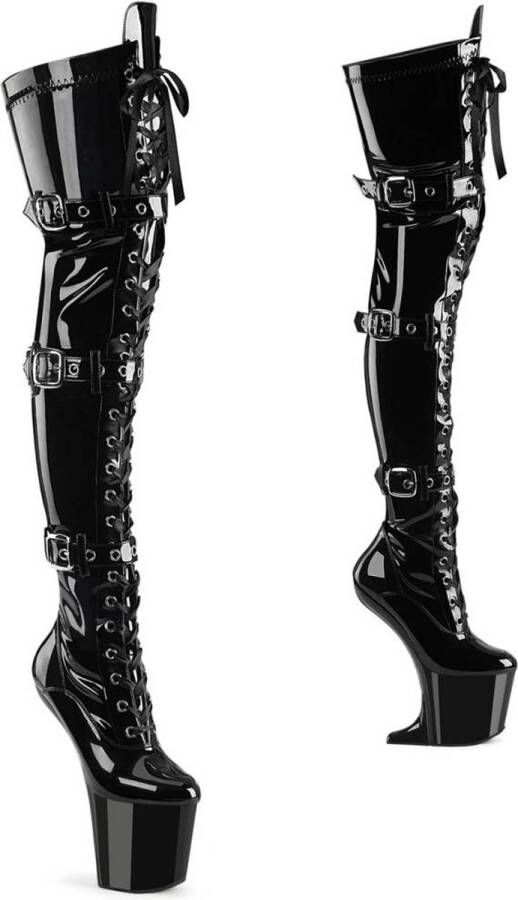 Pleaser CRAZE-3028 Plateau Overknee Laarzen 36 Shoes Zwart