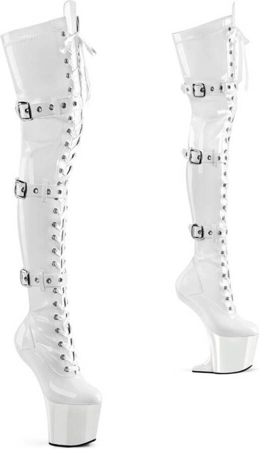 Pleaser CRAZE-3028 Plateau Overknee Laarzen 40 Shoes Wit