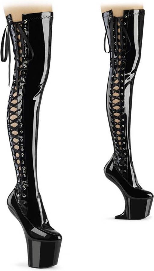 Pleaser CRAZE-3050 Plateau Overknee Laarzen 39 Shoes Zwart