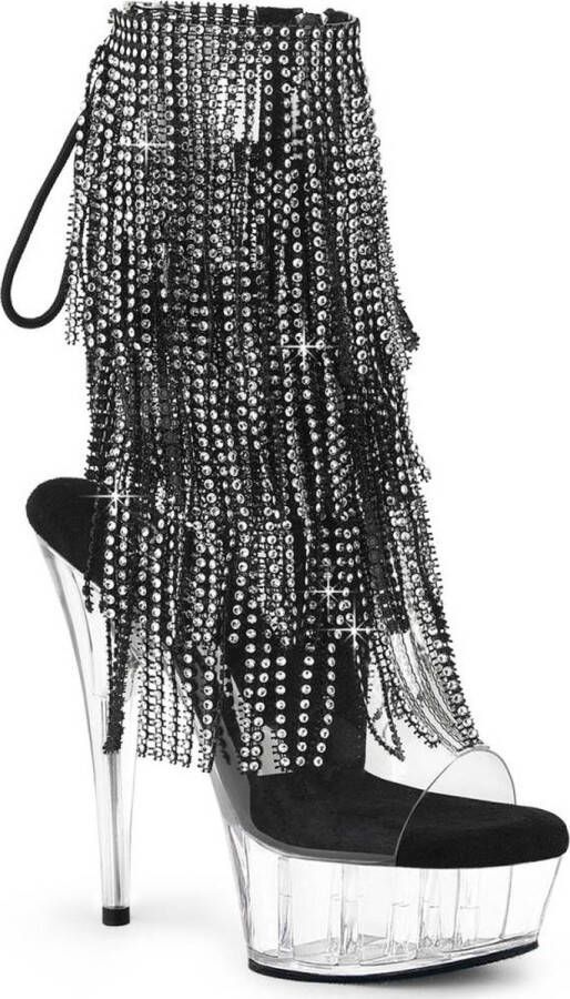 Pleaser DELIGHT-1017RSF Plateau Laarzen 38 Shoes Zwart Transparant