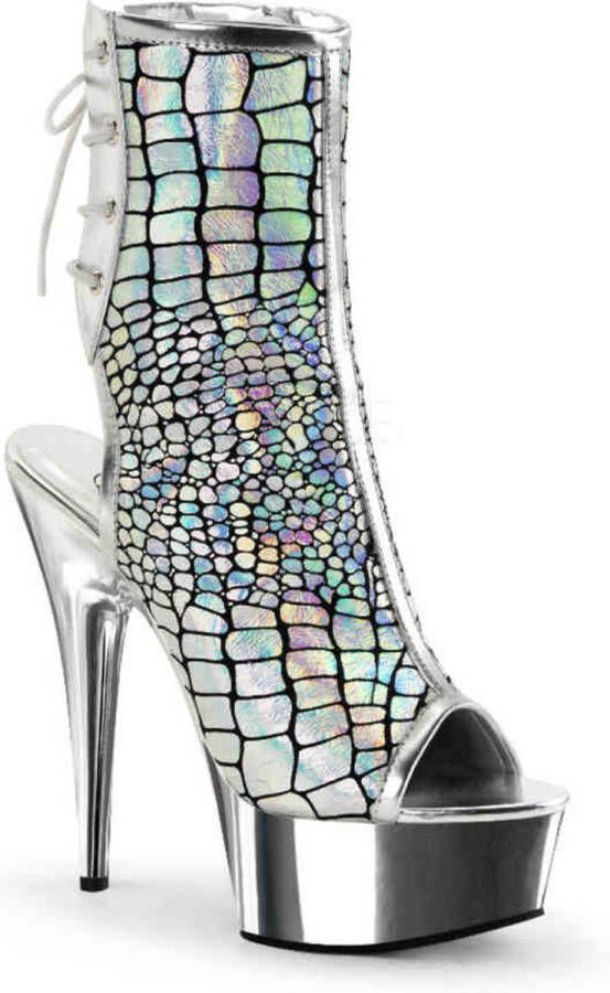 Pleaser DELIGHT-1018HG Plateau Laarzen 40 Shoes Zilverkleurig