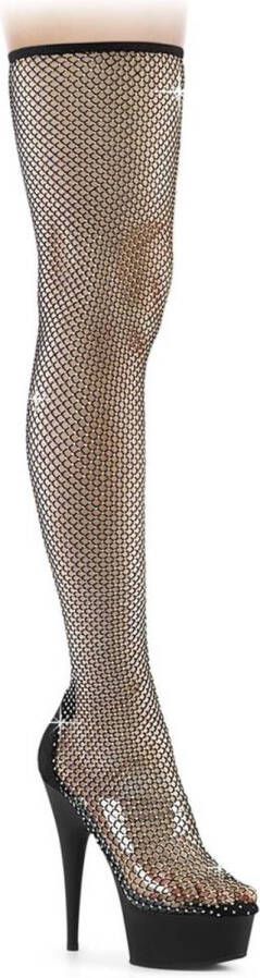 Pleaser DELIGHT-3009 Plateau Overknee Laarzen 36 Shoes Zwart