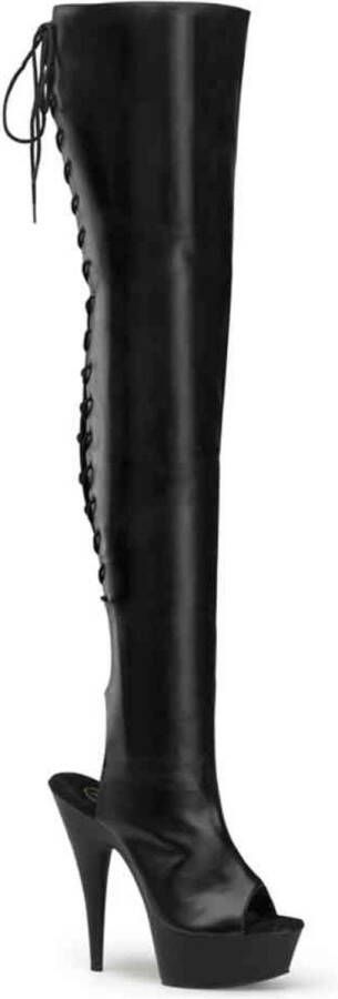 pleaser DELIGHT-3017 Plateau overknee Laarzen 35 Shoes Zwart