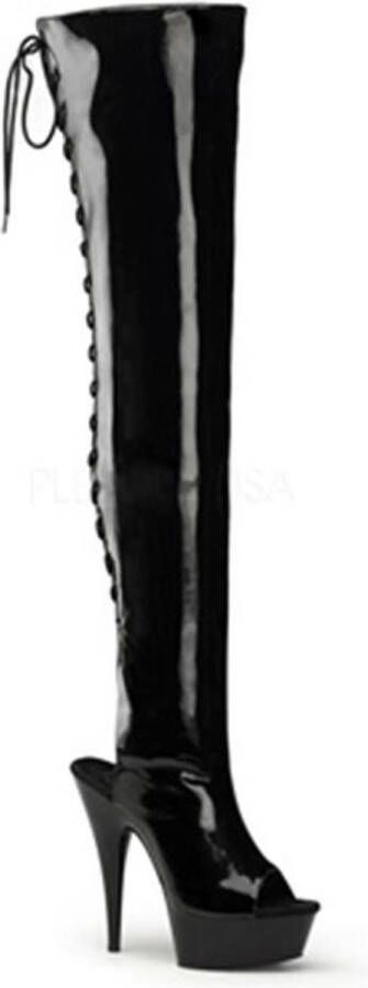 Pleaser DELIGHT-3017 Plateau overknee Laarzen 39 Shoes Zwart