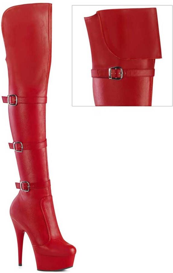 Pleaser DELIGHT-3018 Plateau overknee Laarzen 35 Shoes Rood