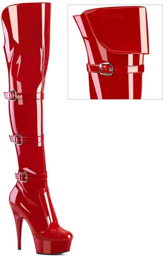 Pleaser DELIGHT-3018 Plateau overknee Laarzen 35 Shoes Rood