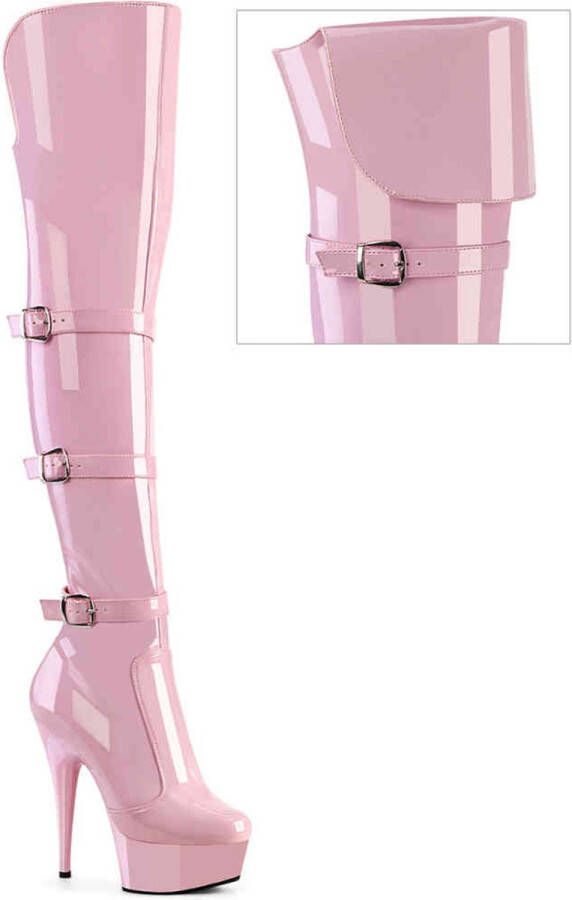 Pleaser DELIGHT-3018 Plateau overknee Laarzen 35 Shoes Roze