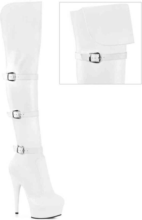 Pleaser DELIGHT-3018 Plateau overknee Laarzen 35 Shoes Wit
