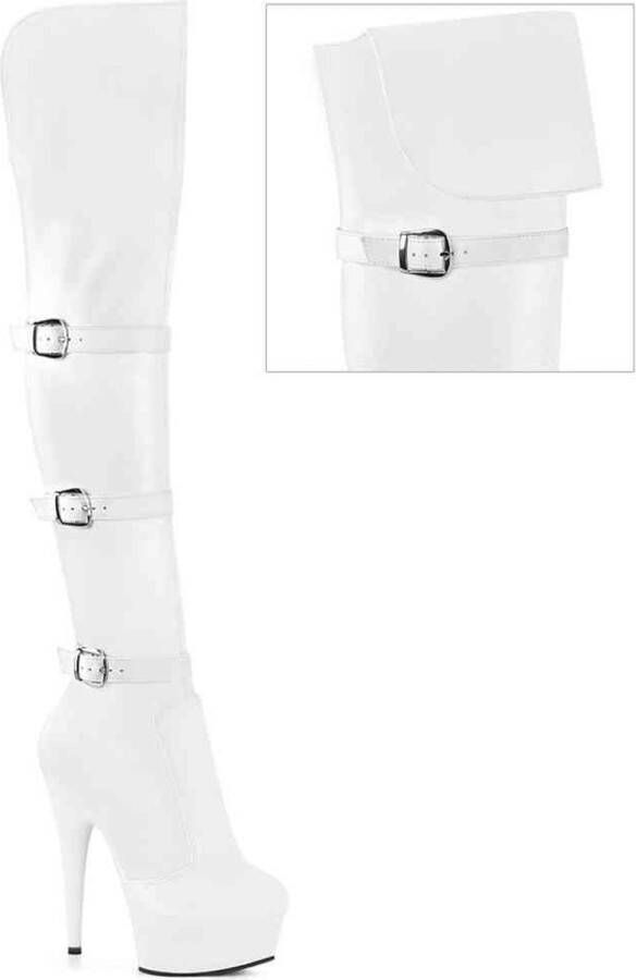 Pleaser DELIGHT-3018 Plateau overknee Laarzen 36 Shoes Wit