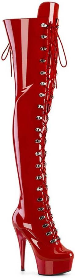 pleaser DELIGHT-3022 Plateau overknee Laarzen 35 Shoes Rood