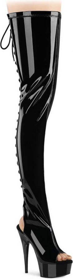 Pleaser DELIGHT-4017 Plateau Overknee Laarzen 35 Shoes Zwart