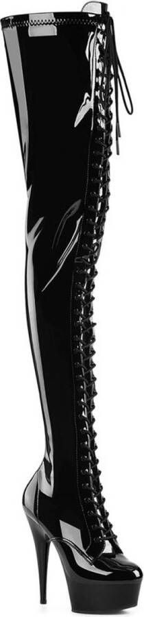 Pleaser DELIGHT-4023 Plateau overknee Laarzen 35 Shoes Zwart