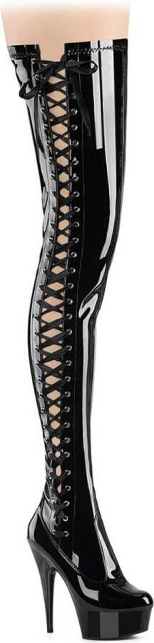 Pleaser DELIGHT-4050 Plateau overknee Laarzen 45 Shoes Zwart