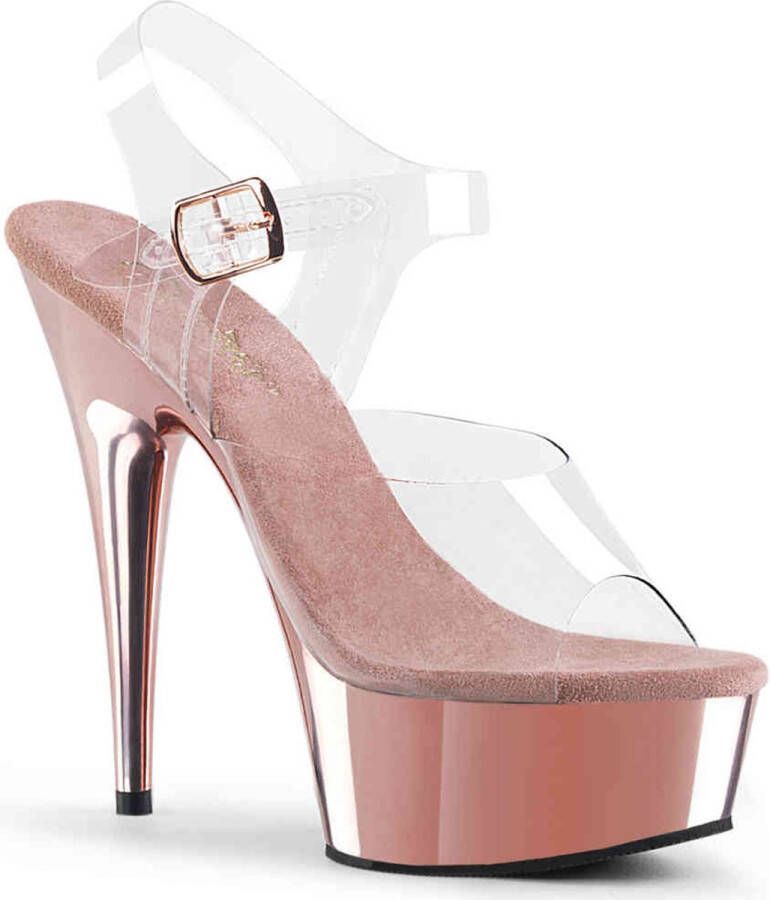 Pleaser DELIGHT-608 Sandaal met enkelband 35 Shoes Transparant Roze