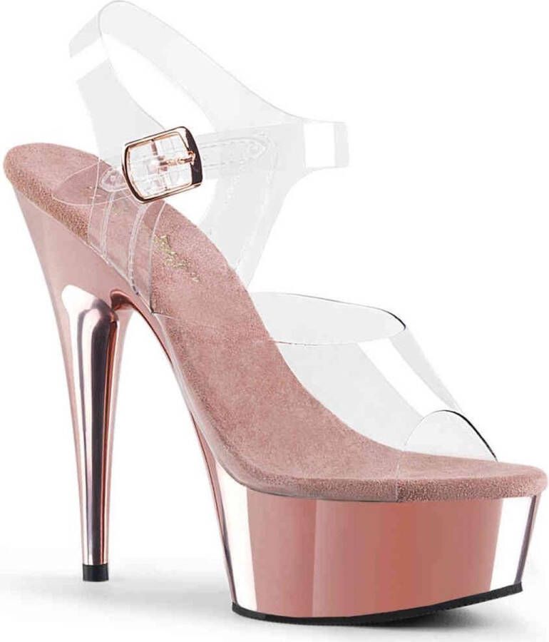 Pleaser DELIGHT-608 Sandaal met enkelband 36 Shoes Transparant Roze