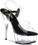 Pleaser DELIGHT-608 Sandaal met enkelband 41 Shoes Zwart Transparant - Thumbnail 1