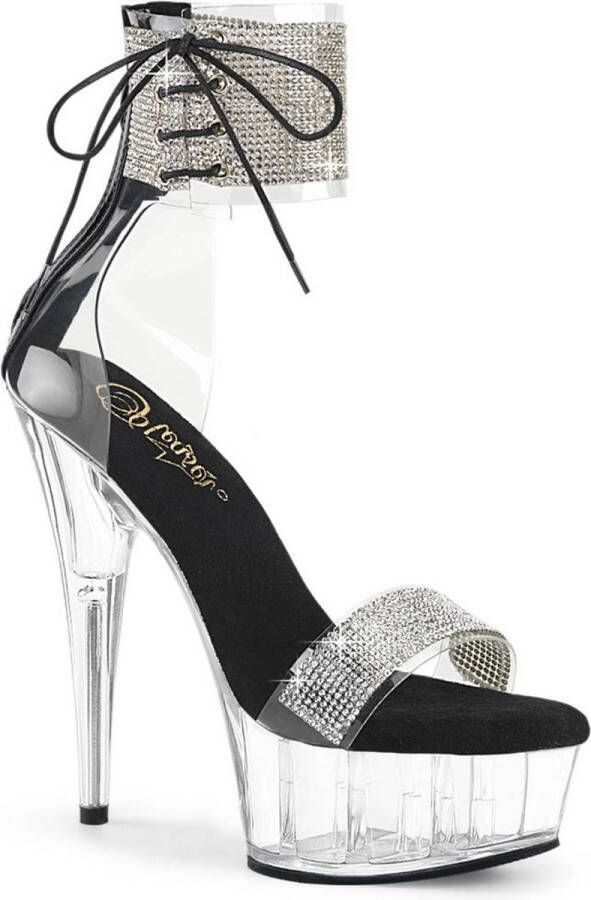 Pleaser DELIGHT-627RS Sandaal met enkelband 41 Shoes Zwart Transparant