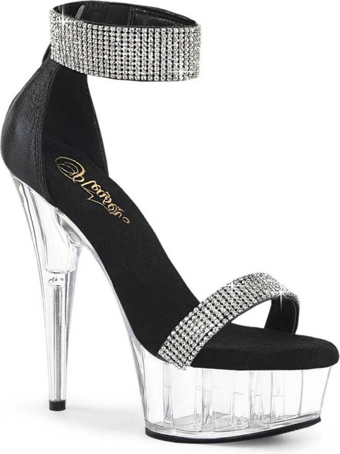 Pleaser DELIGHT-641 Sandaal met enkelband 39 Shoes Zwart Transparant