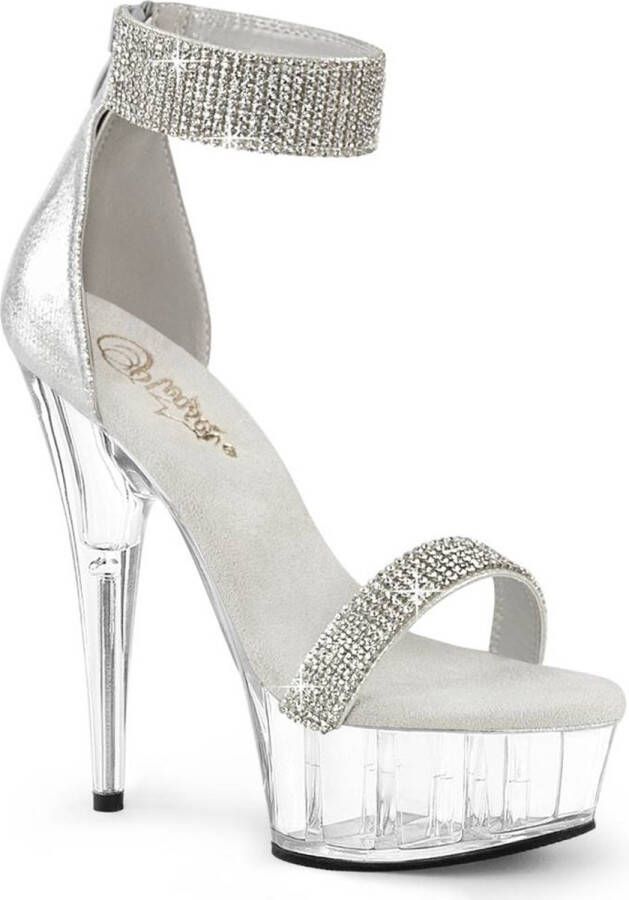 Pleaser DELIGHT-641 Sandaal met enkelband 41 Shoes Zilverkleurig Transparant