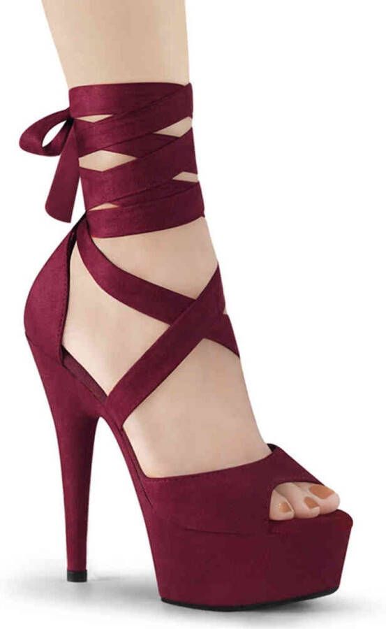 Pleaser DELIGHT-679 Sandaal met enkelband 45 Shoes Bordeaux rood