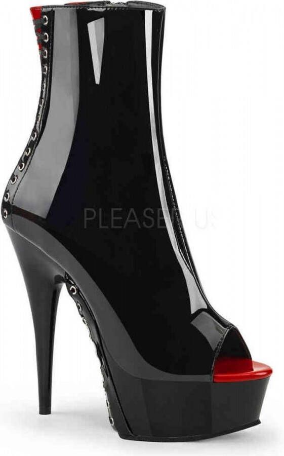 Pleaser = | DELIGHT 1025 | 6 Heel 1 3 4 PF Peep Toe Corset Style Ankle Boot Side Zip