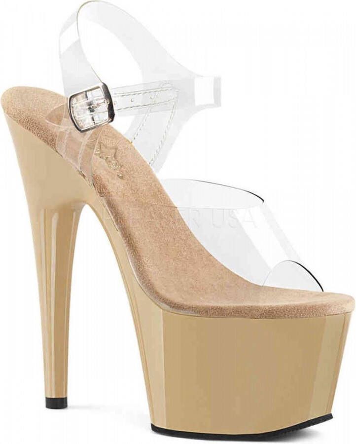 Pleaser ADORE-708 Sandaal met enkelband Paaldans schoenen Paaldans schoenen 37 Shoes Creme Transparant