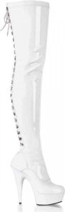 Pleaser EU 45 = US 14 | DELIGHT 3063 | 6 Heel 1 3 4 PF Back Lace Thigh Boot Side Zip