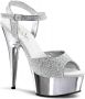 Pleaser 5 = | DELIGHT 609G | 6 Heel 1 3 4 Silver Chrome PF Ankle Strap Sandal - Thumbnail 1