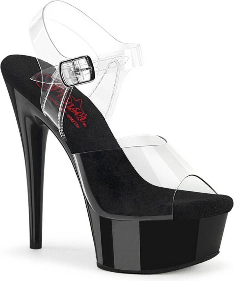 Pleaser EXCITE-608 Sandaal met enkelband 39 Shoes Transparant Zwart