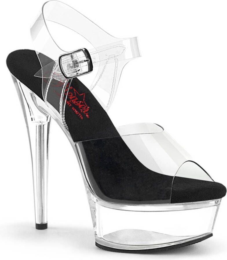 Pleaser EXCITE-608 Sandaal met enkelband 40 Shoes Zwart Transparant