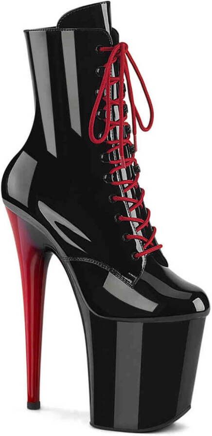 Pleaser FLAMINGO-1020 Plateau Laarzen Paaldans schoenen 38 Shoes Zwart Rood