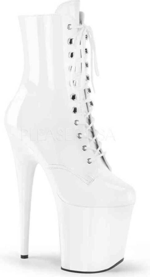 Pleaser FLAMINGO-1020 Plateau Laarzen Paaldans schoenen Paaldans schoenen 44 Shoes Wit