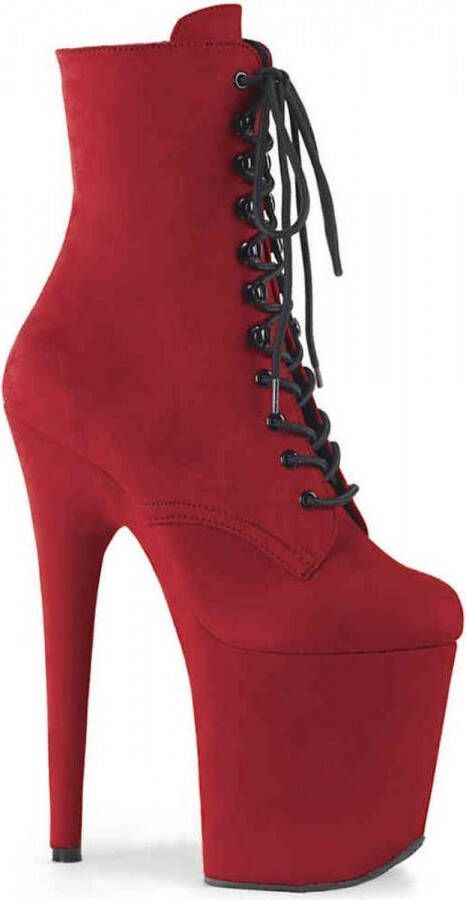 Pleaser FLAMINGO 1020FS 5 = )8 Heel 4 PF Lace Up Ankle Boot Side Zip
