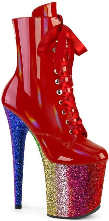 Pleaser FLAMINGO-1020HG Plateau Laarzen Paaldans schoenen 40 Shoes Rood Regenboog