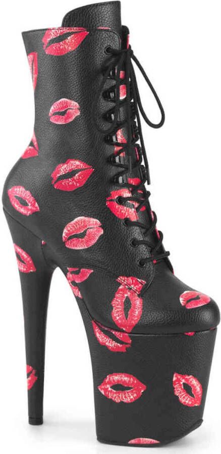 Pleaser FLAMINGO-1020KISSES Plateau Laarzen Paaldans schoenen 37 Shoes Zwart