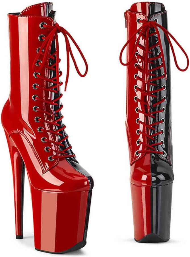 Pleaser FLAMINGO-1040TT Plateau Laarzen Paaldans schoenen 38 Shoes Rood Zwart