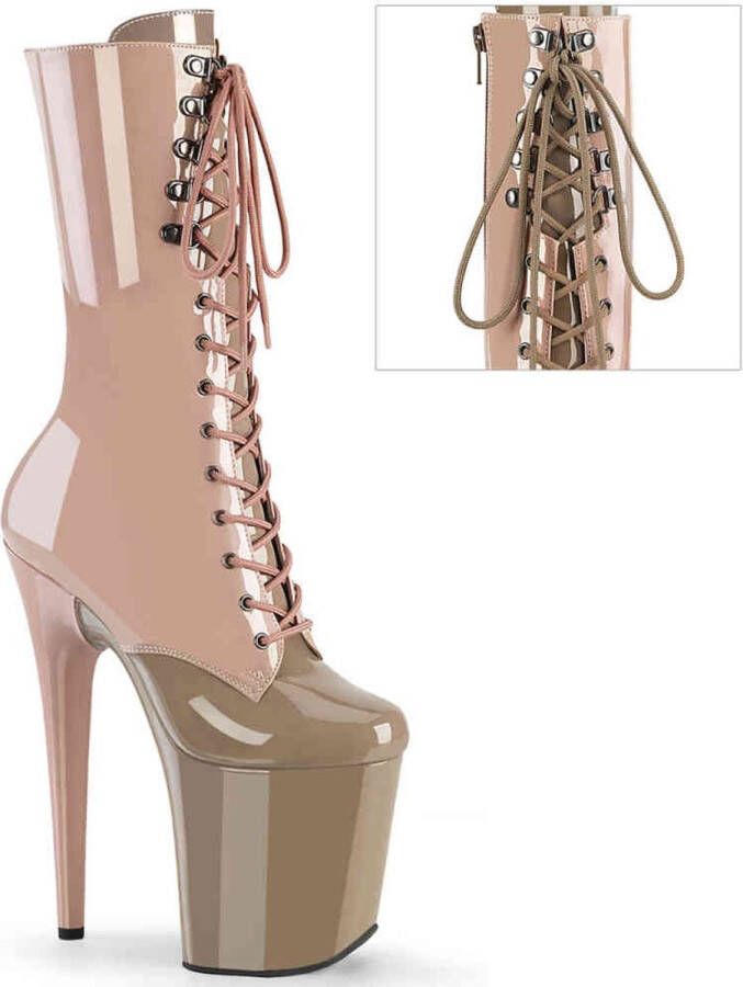Pleaser FLAMINGO-1054DC Plateau Laarzen Paaldans schoenen 40 Shoes Creme Huidskleur