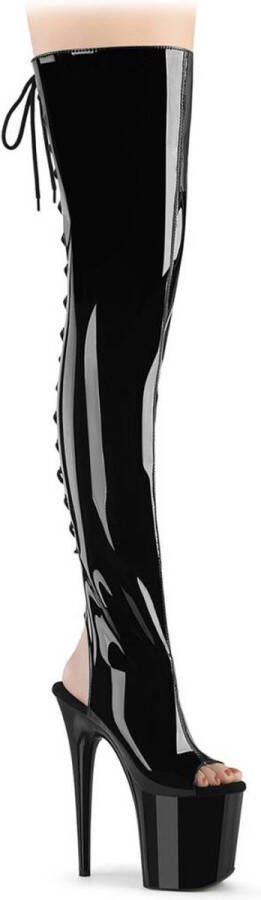 Pleaser FLAMINGO-3017 Plateau Overknee Laarzen 35 Shoes Zwart