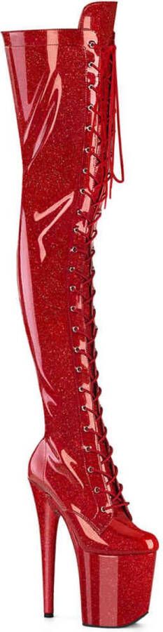 Pleaser FLAMINGO-3020GP Plateau Overknee Laarzen 35 Shoes Rood