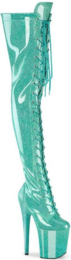 Pleaser FLAMINGO-3020GP Plateau Overknee Laarzen 35 Shoes Turquoise