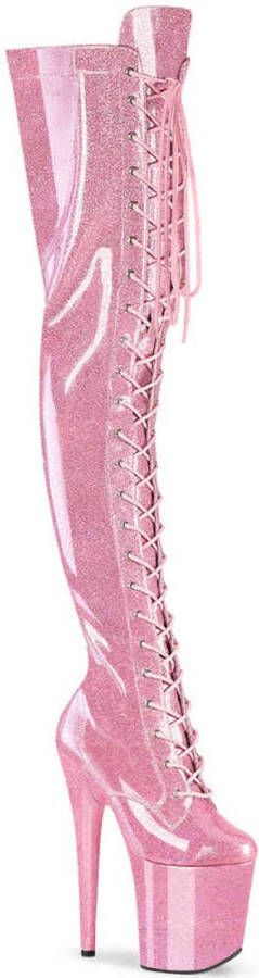 Pleaser FLAMINGO-3020GP Plateau Overknee Laarzen 40 Shoes Roze