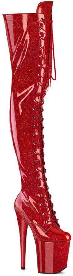 Pleaser FLAMINGO-3020GP Plateau Overknee Laarzen 42 Shoes Rood