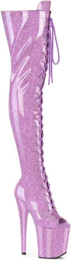 Pleaser FLAMINGO-3021GP Plateau Overknee Laarzen 35 Shoes Lila