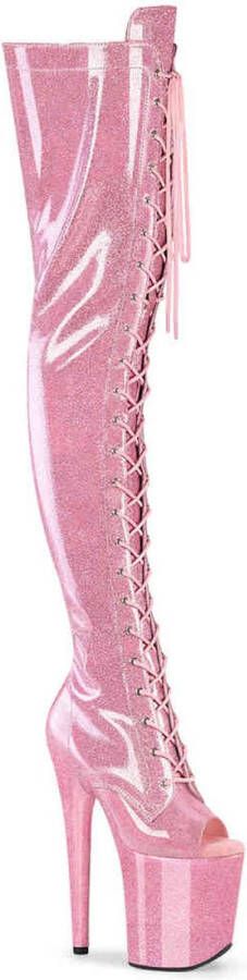 Pleaser FLAMINGO-3021GP Plateau Overknee Laarzen 40 Shoes Roze