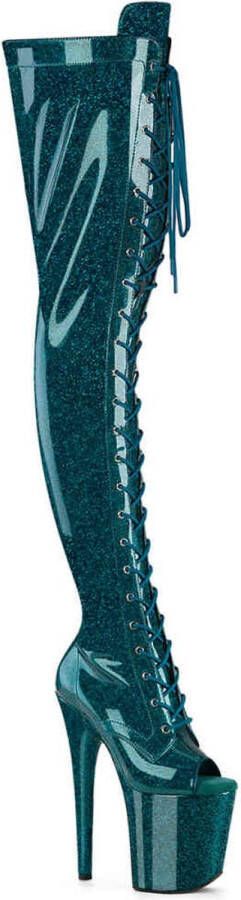 Pleaser FLAMINGO-3021GP Plateau Overknee Laarzen 42 Shoes Blauw