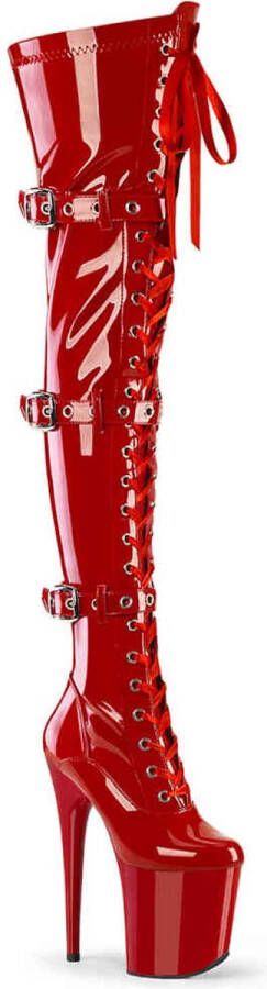 Pleaser FLAMINGO-3028 Plateau Overknee Laarzen 42 Shoes Rood