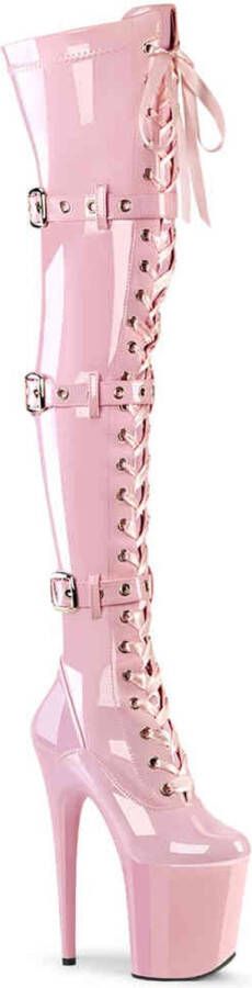 Pleaser FLAMINGO-3028 Plateau Overknee Laarzen 42 Shoes Roze