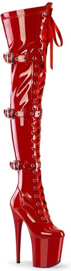 Pleaser FLAMINGO-3028 Plateau Overknee Laarzen 44 Shoes Rood