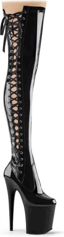 Pleaser FLAMINGO-3050 Plateau Overknee Laarzen Paaldans schoenen 45 Shoes Zwart - Foto 1