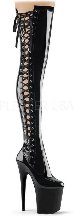Pleaser FLAMINGO-3050 Plateau Overknee Laarzen Paaldans schoenen 45 Shoes Zwart - Foto 2